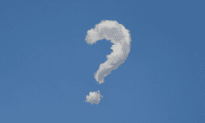 Question mark in the clouds